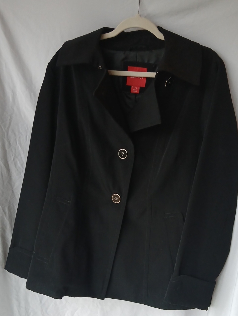 8. Spirit Black Pea Coat with Button Front